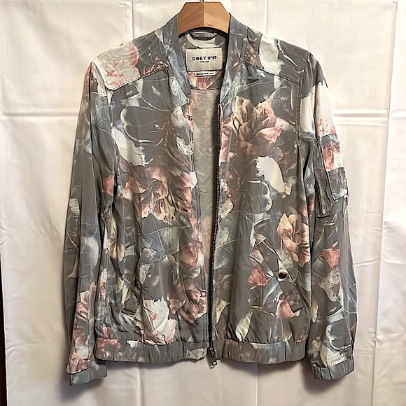 OBEY Lightweight Zip Floral Bomber-Style Jacket - Picture 7 of 9